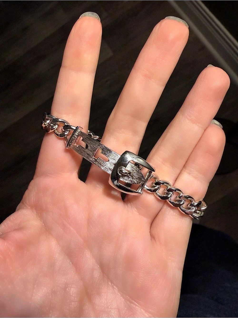 Avon Vintage Avon Silver Tone Belt Buckle Chain Bracelet Vintage Silver Tone